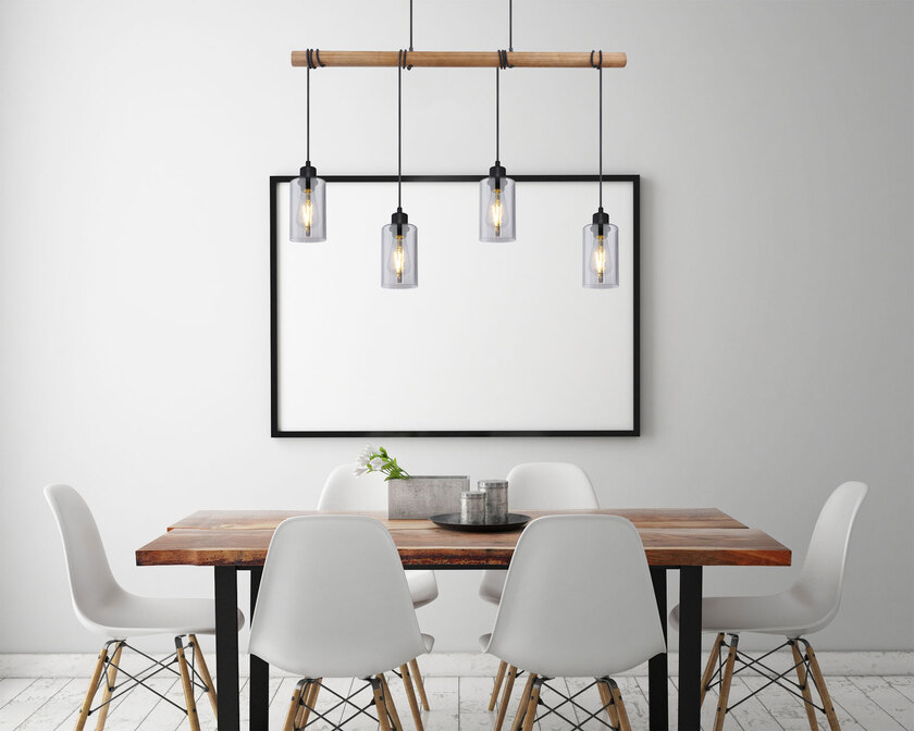 HADERA Pendellampe grau, schwarz 15465-4, B/H/T: 98 x 130 x 15 cm, Glas, Metall – Bild 5