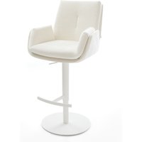 Barstuhl Clea-Flex Bouclé Soft Beige Drehfuß höhenverstellbar Metall Weiß