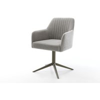 Drehstuhl Greg-Flex Strukturstoff Soft Grau Fußkreuz Effektfinish Titan 360 drehbar Wippfunktion Taschenfederkern