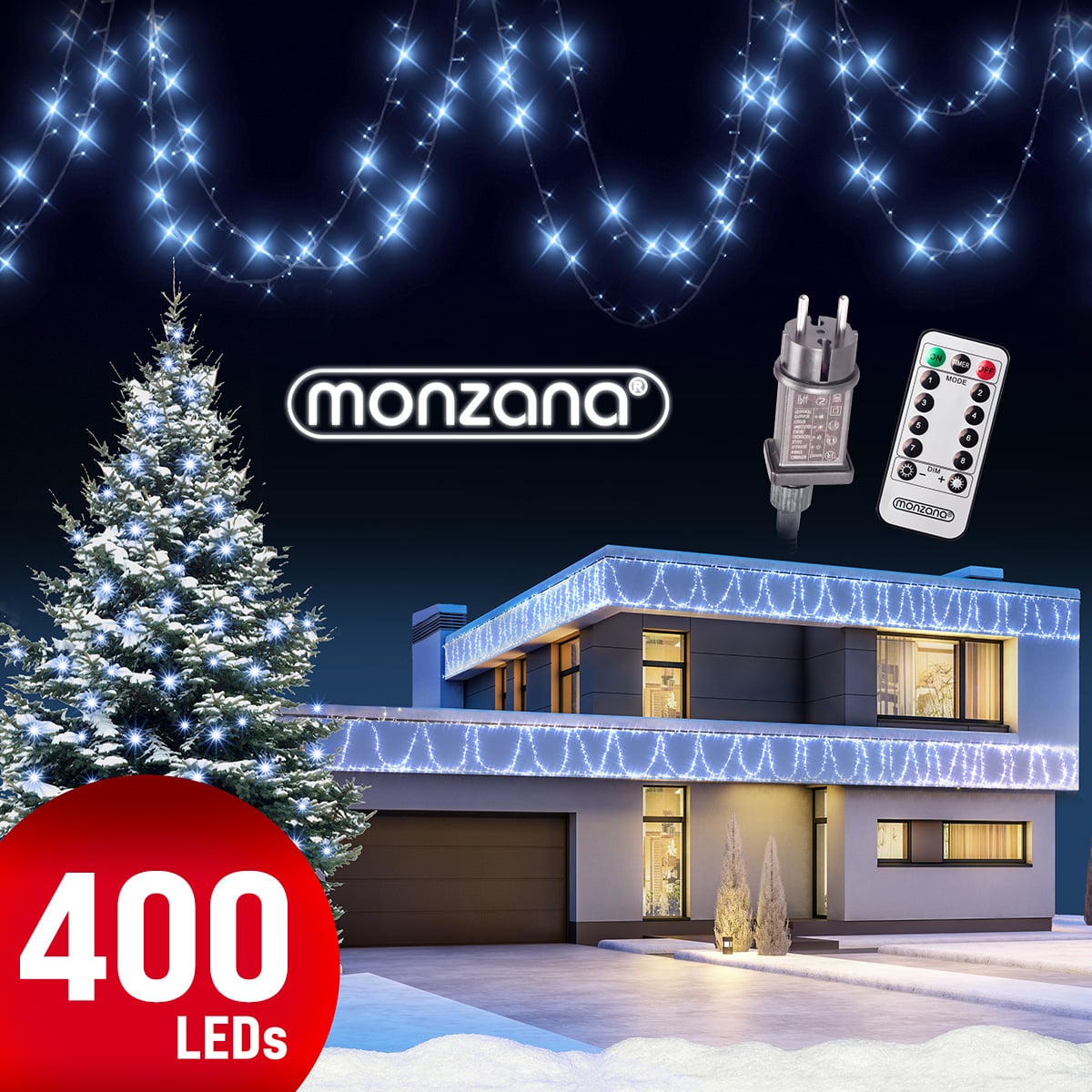monzana Lichterkette Weihnachten Kaltweiß 40m Fernbedienung – Bild 2