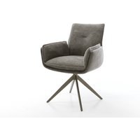 Drehstuhl Nela-Flex Bouclé Soft Schlamm Kreuzgestell breit Effektfinish Titan 360 drehbar Wippfunktion