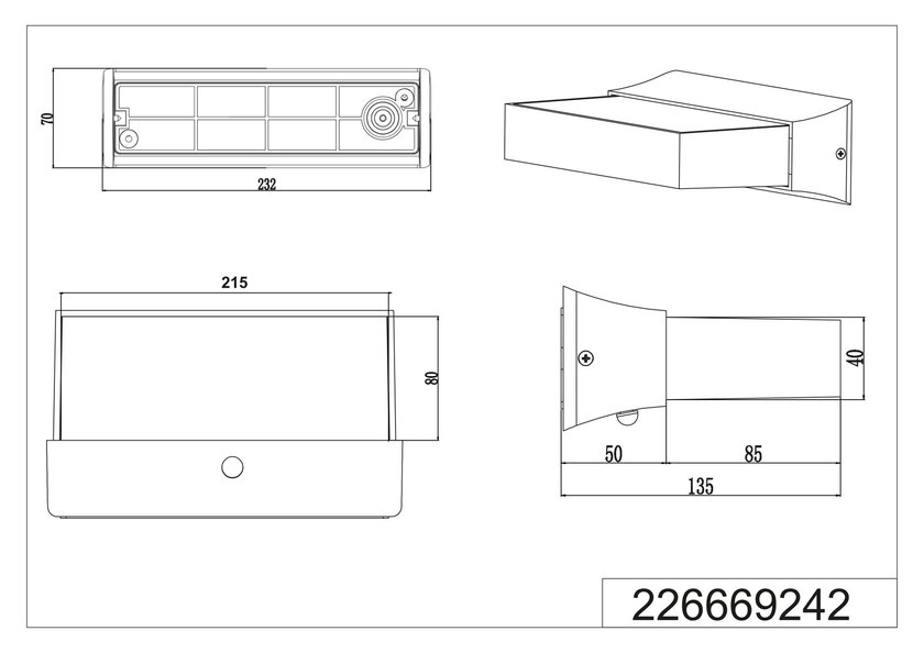 LED Außenwandleuchte Cuando B grau 23x13cm 7cm Aluminium Bewegungsmelder – Bild 3