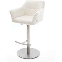 Barstuhl Yulo-Flex Bouclé Soft Beige Drehfuß höhenverstellbar Edelstahl Silberfarben