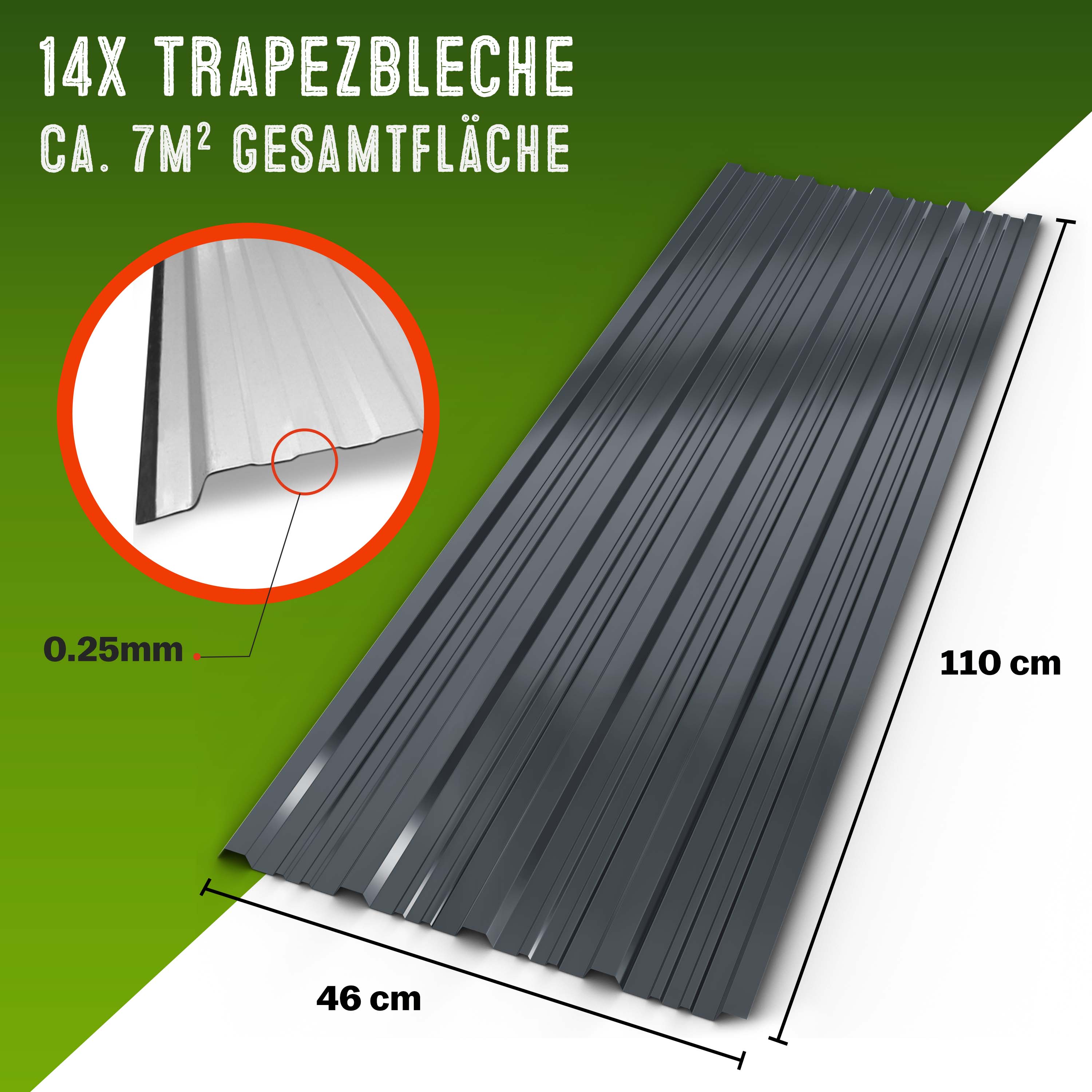 Gardebruk Trapezblech 14er-Set Anthrazit 110x46cm 7m – Bild 2