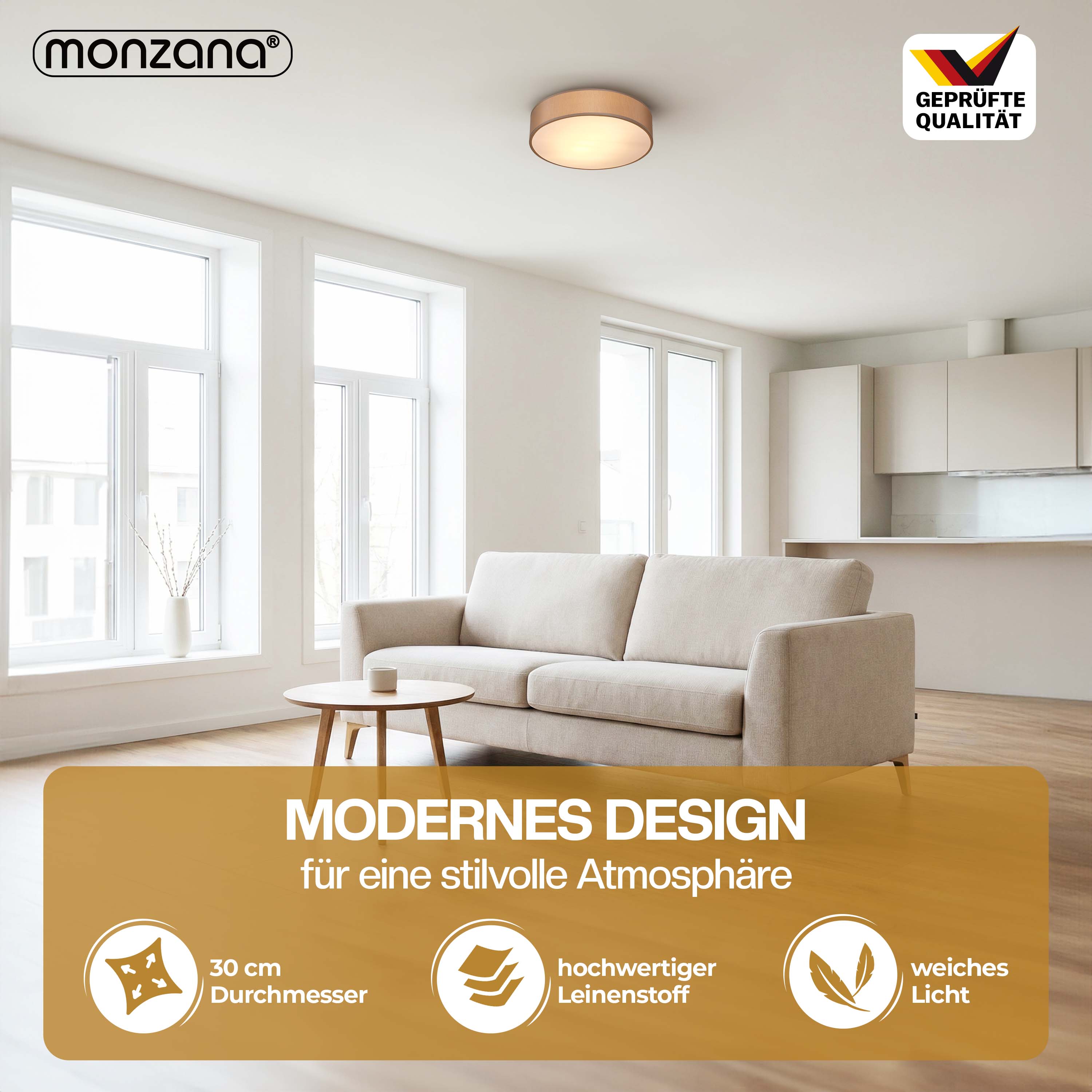 monzana 109125 Deckenlampe Taupe – Bild 2