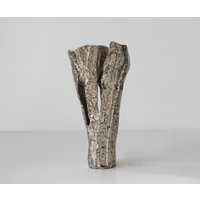 Vase Cortana B25 x T19 x H47 cm Aluminium Platin Handgemacht