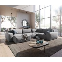 Wohnlandschaft Lanzo XL 360x260 cm Mikrofaser Grau Recamiere variabel