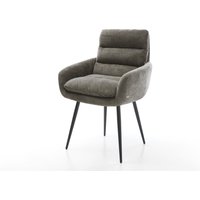 Esszimmerstuhl Abelia-Flex mit Armlehnen Bouclé Soft Schlamm 4-Fuß konisch Schwarz