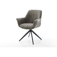 Drehstuhl Keila-Flex mit Armlehnen Bouclé Soft Schlamm Kreuzgestell breit Schwarz 360 drehbar Wippfunktion