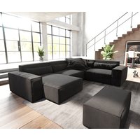 DELIFE Sirpio Ecksofa Mikrofaser Schwarz
