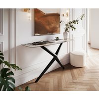 Konsolentisch Edge Boot 140x40 cm Keramik Patagonia Poliert Estelo Metall Schwarz