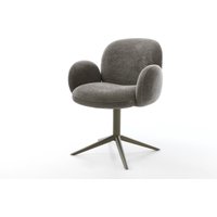 Drehstuhl Nube-Flex mit Armlehnen Bouclé Soft Schlamm Fußkreuz Effektfinish Titan 360 drehbar Wippfunktion Taschenfederkern