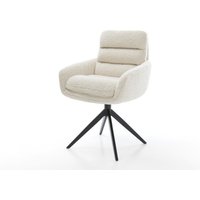 Drehstuhl Abelia-Flex mit Armlehnen Teddystoff Beige Kreuzgestell breit Schwarz 360 drehbar Wippfunktion