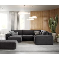 DELIFE Lanzo Ecksofa Mikrofaser Schwarz