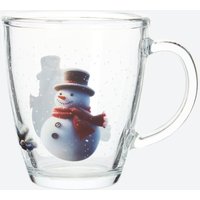 Glas-Tasse mit Weihnachtsmotiv, Ø ca. 9,1 cm, Höhe ca. 10,2 cm
