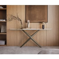 Konsolentisch Edge Boot 180x40 cm Keramik Minas Melange Weiß-Beige Estelo Metall Effektfinish Titan