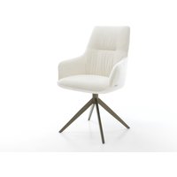 Drehstuhl Zelia-Flex mit Armlehnen Bouclé Soft Beige Kreuzgestell breit Effektfinish Titan 360 drehbar Wippfunktion Taschenfederkern
