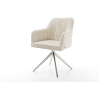 Esszimmerstuhl Greg-Flex Cord Beige Kreuzgestell breit Edelstahl Taschenfederkern