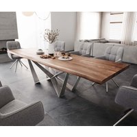 DELIFE Edge Esstisch Akazie Edelstahl – Bild 2