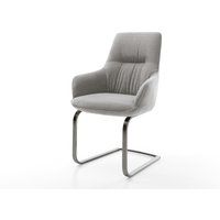 Freischwinger Zelia-Flex mit Armlehnen Strukturstoff Soft Grau Freischwinger flach Graphit Taschenfederkern