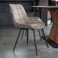 Polsterstuhl Esszimmer Samt IKALO 6er Set Hellbraun – Bild 2