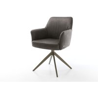 Drehstuhl Xana-Flex mit Armlehnen Mikrofaser Anthrazit Vintage Kreuzgestell breit Effektfinish Titan 360 drehbar Wippfunktion Taschenfederkern