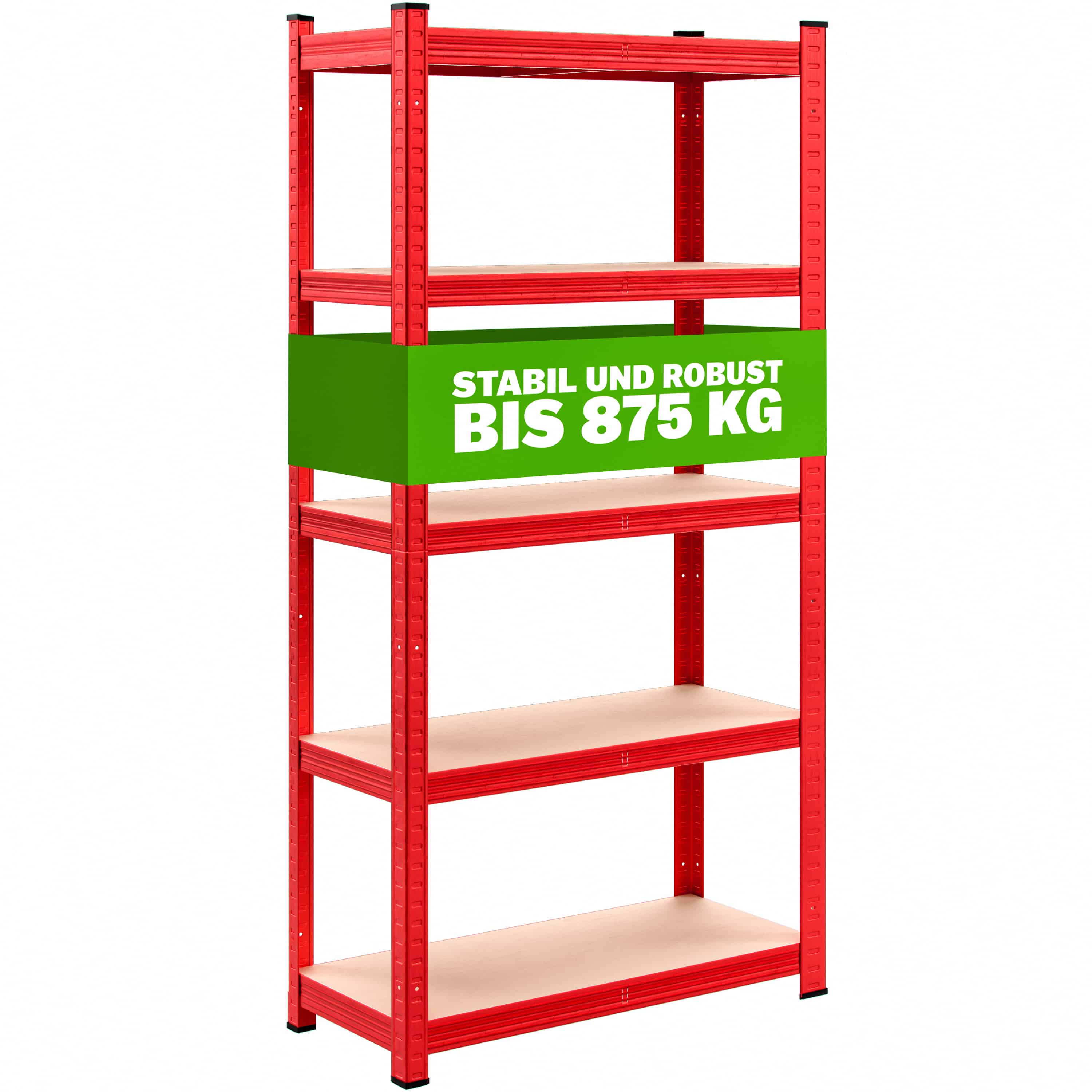 monzana Schwerlastregal Rot 180x90x40cm pulverbeschichtet Tragkraft 875kg – Bild 3