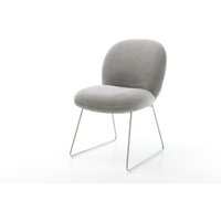 Esszimmerstuhl Nube-Flex Strukturstoff Soft Grau Kufengestell Edelstahl Taschenfederkern