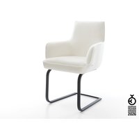 Freischwinger Heira-Flex mit Armlehnen Bouclé Soft Beige Freischwinger flach Schwarz Taschenfederkern