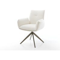 Drehstuhl Nela-Flex Bouclé Soft Beige Kreuzgestell breit Effektfinish Titan 360 drehbar Wippfunktion