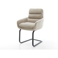 Freischwinger Abelia-Flex mit Armlehnen Webstoff Soft Beige Freischwinger flach Schwarz – Bild 2