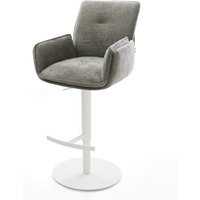 Barstuhl Nela-Flex Bouclé Soft Schlamm Drehfuß höhenverstellbar Metall Weiß – Bild 2