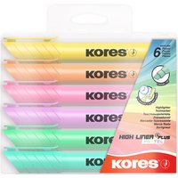 Kores Textmarker, HIGH LINER PLUS, Pastellfarben, 6er Etui