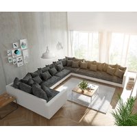 DELIFE Clovis XXL Ecksofa Schwarz Weiß