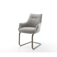 Freischwinger Alja-Flex mit Armlehnen Strukturstoff Soft Grau Freischwinger flach Effektfinish Titan Taschenfederkern