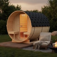 Outdoor Fasssauna LAHTI DELUXE L - 195 x 220 cm für 4 Personen