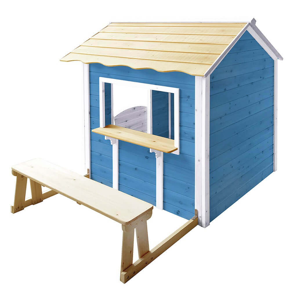 Spielhaus DER GROSSE PALAST - 106 x 111 cm Blau mit Bank – Bild 5