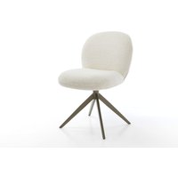 Drehstuhl Nube-Flex Bouclé Weiß Kreuzgestell breit Effektfinish Titan 360 drehbar Wippfunktion Taschenfederkern – Bild 2
