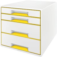 LEITZ Schubladenbox WOW CUBE, 4 Schübe, perlweiß/gelb