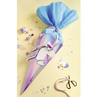 folia Schultüten-Zuschnitt Metallic, 6-eckig, sortiert