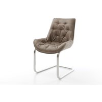 Freischwinger Taimi-Flex Mikrofaser Taupe Vintage Freischwinger flach Edelstahl
