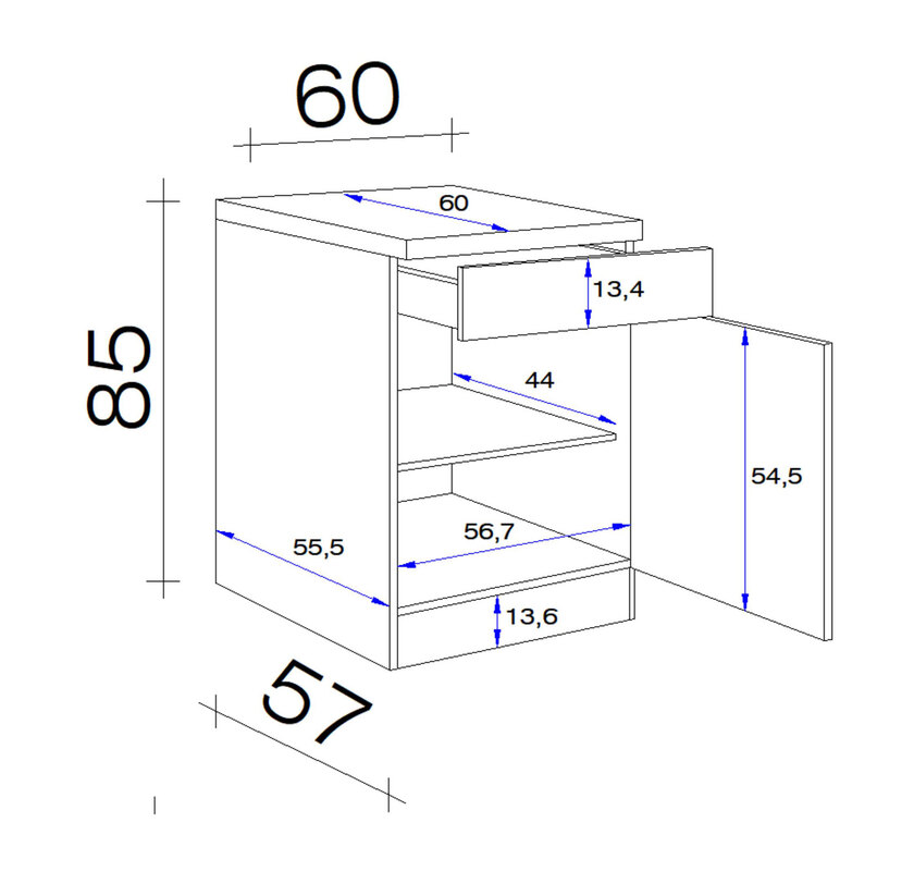 Unterschrank Wito Weiß ca. 60x85x60cm – Bild 3