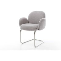 Freischwinger Nube-Flex mit Armlehnen Cord Silbergrau Freischwinger flach Edelstahl Taschenfederkern