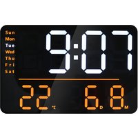 UNiLUX Multifunktionale digitale LED-Wanduhr NUMI, schwarz