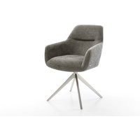 Drehstuhl Pejo-Flex Bouclé Soft Schlamm Kreuzgestell breit Edelstahl 360 drehbar Wippfunktion Taschenfederkern