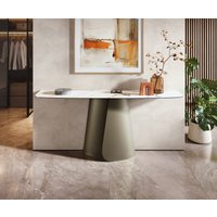 Konsolentisch Edge Boot 180x40 cm Keramik Calacatta Luxe Weiß-Gold-Grau Livos Metall Effektfinish Titan – Bild 2