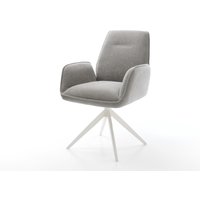 Drehstuhl Zoa-Flex Strukturstoff Soft Grau Kreuzgestell breit Weiß 360 drehbar Wippfunktion Taschenfederkern