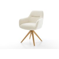 Drehstuhl Pejo-Flex Teddystoff Beige Holzgestell kantig Natur 360 drehbar Taschenfederkern – Bild 2