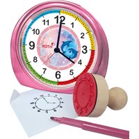 ROTH Kinderwecker & Stempel-Set, Delfine, rosa