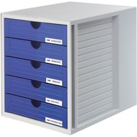 HAN Schubladenbox SYSTEMBOX, 5 Schübe, lichtgrau/blau – Bild 2